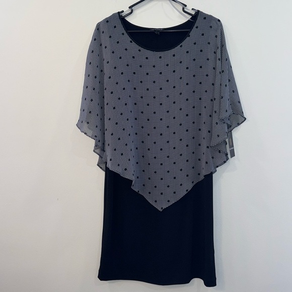 I.N. Studio Dresses & Skirts - I.N. Studio size medium dress in black with shawl attached plaid w/ polka dots